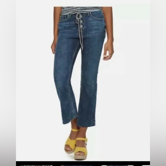 AMERICAN RAG Button Fly High Rise Kick Flare Jeans Size 9 - Picture 5 of 6